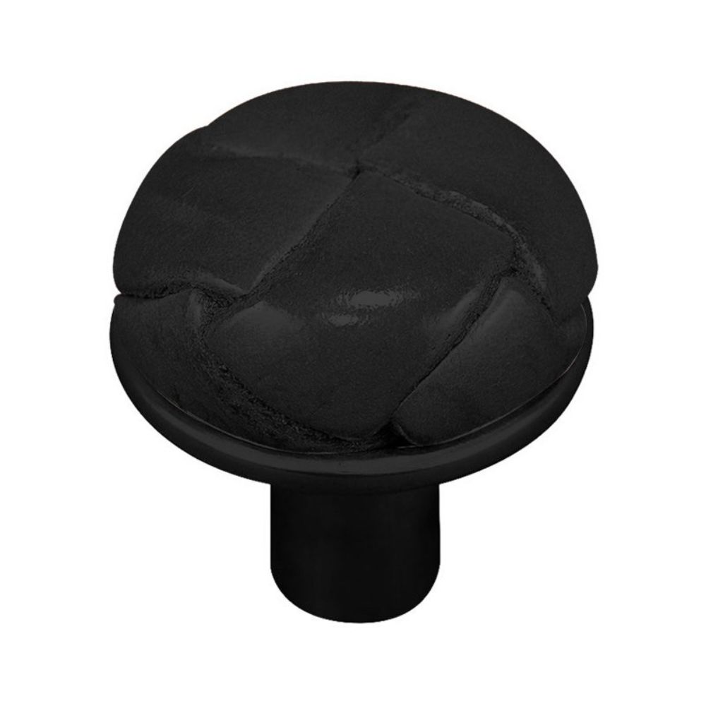 Vicenza K1072-OB-BL Equestre Knob Large in Oil-Rubbed Bronze with Black Leather Button