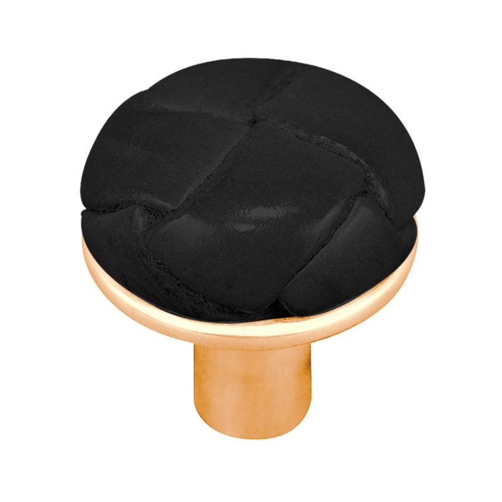 Vicenza K1072-PG-BL Equestre Knob Large in Polished Gold with Black Leather Button