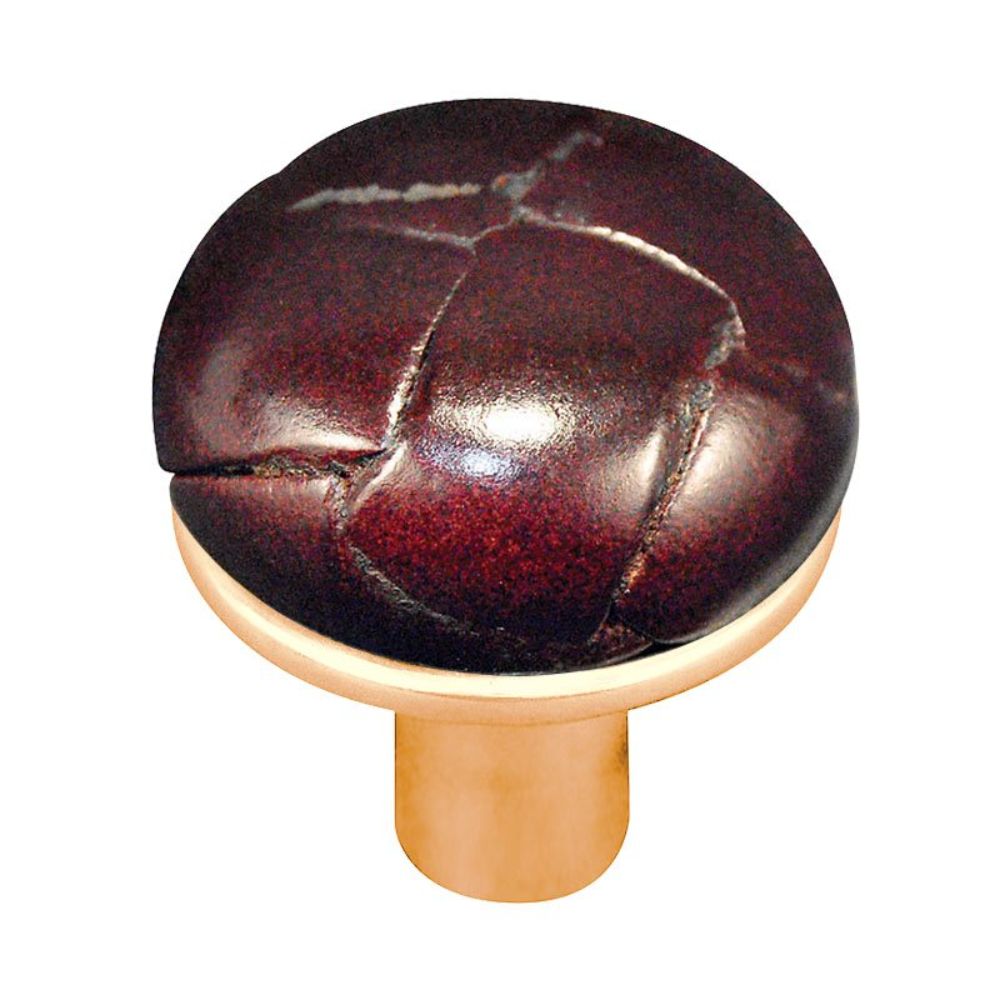 Vicenza K1072-PG-CO Equestre Knob Large in Polished Gold with Cordovan Leather Button