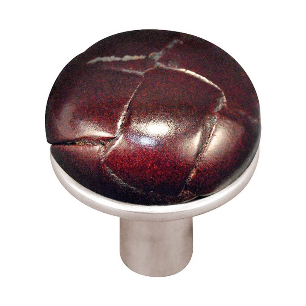 Vicenza K1072-PN-CO Equestre Knob Large in Polished Nickel with Cordovan Leather Button