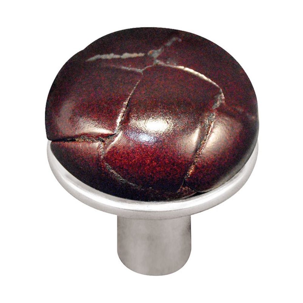 Vicenza K1072-PS-CO Equestre Knob Large in Polished Silver with Cordovan Leather Button