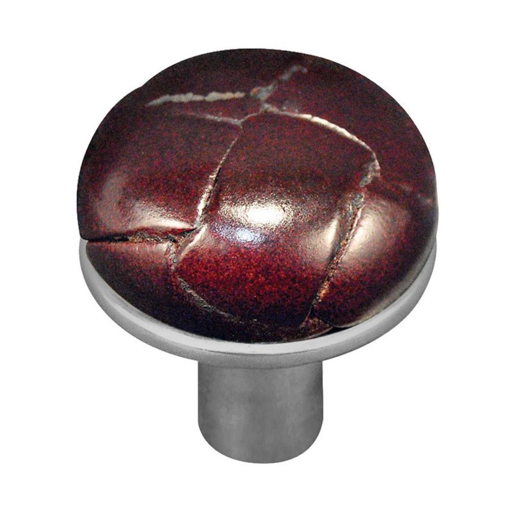 Vicenza K1072-SN-CO Equestre Knob Large in Satin Nickel with Cordovan Leather Button