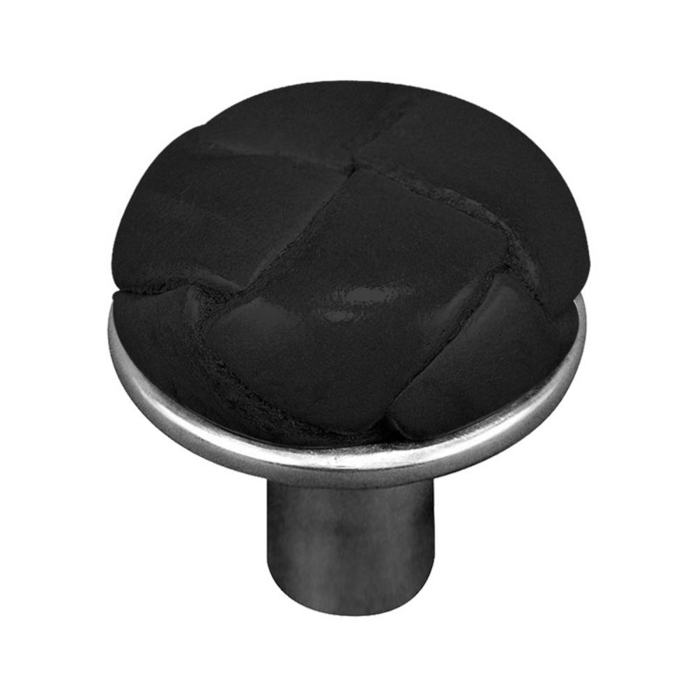 Vicenza K1072-VP-BL Equestre Knob Large in Vintage Pewter with Black Leather Button