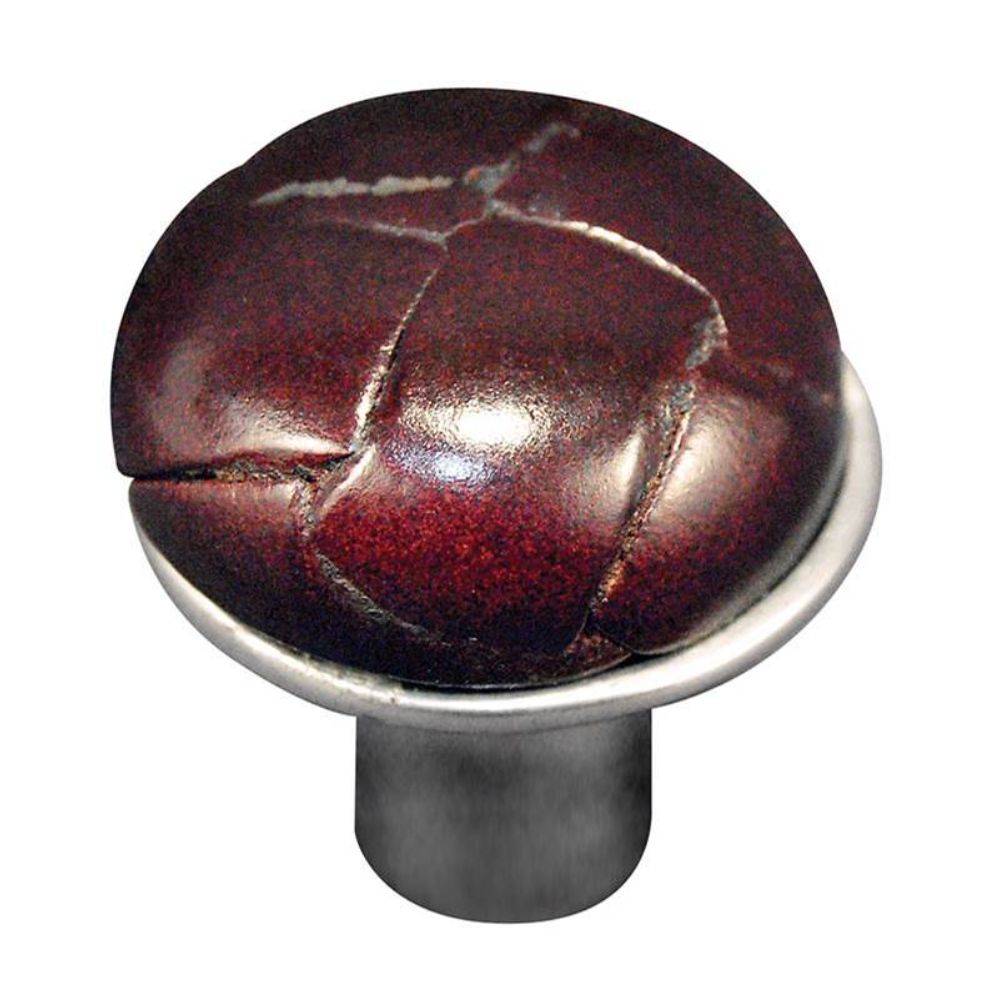 Vicenza K1073-AB-BL Equestre Knob Small in Antique Brass with Black Leather Button