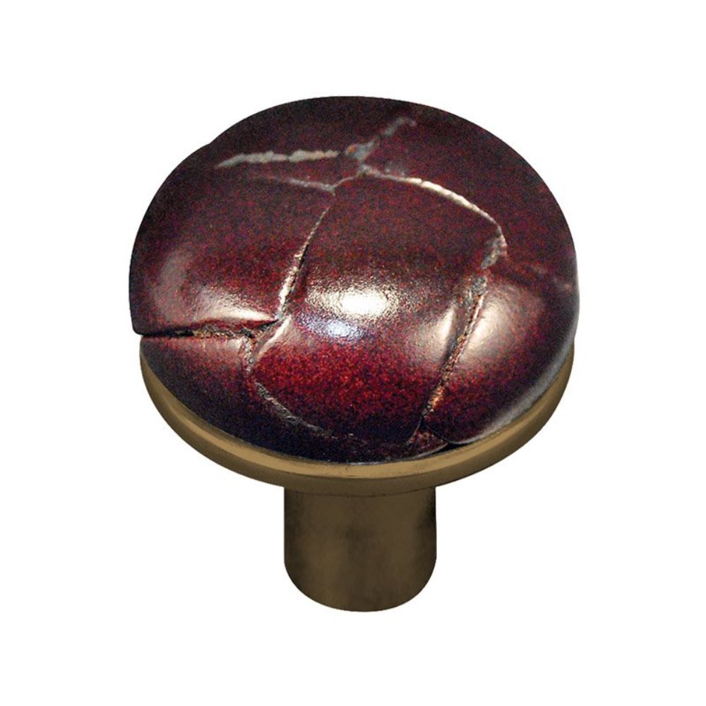 Vicenza K1073-AB-CO Equestre Knob Small in Antique Brass with Cordovan Leather Button