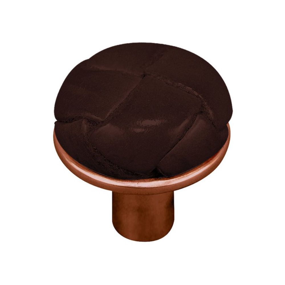 Vicenza K1073-AC-BR Equestre Knob Small in Antique Copper with Brown Leather Button