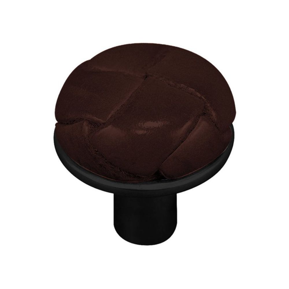 Vicenza K1073-OB-BR Equestre Knob Small in Oil-Rubbed Bronze with Brown Leather Button