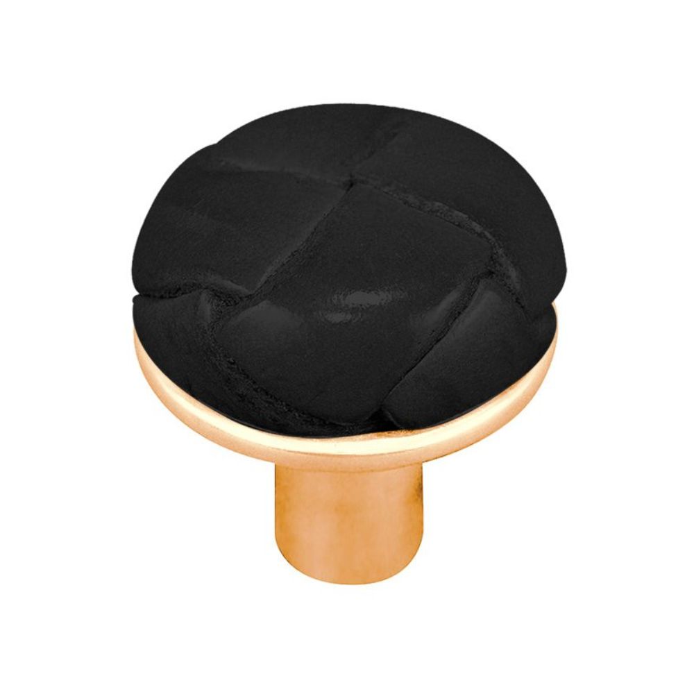 Vicenza K1073-PG-BL Equestre Knob Small in Polished Gold with Black Leather Button