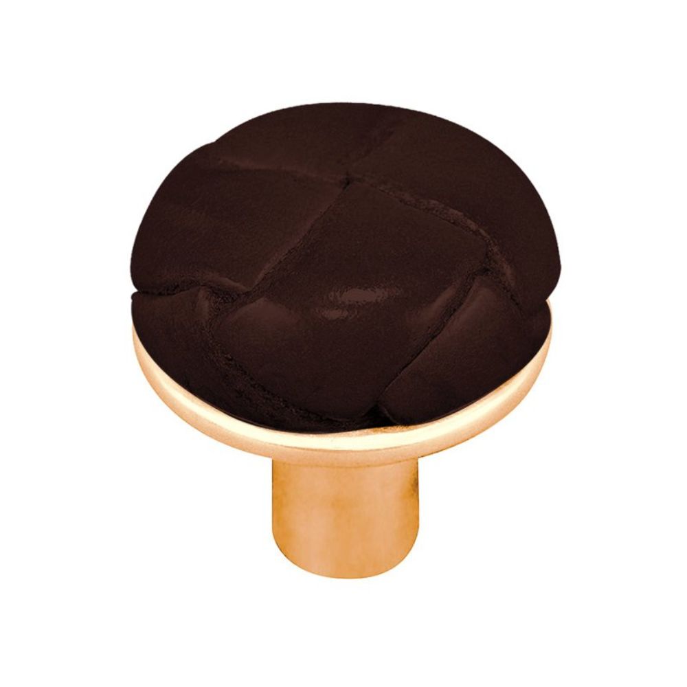 Vicenza K1073-PG-BR Equestre Knob Small in Polished Gold with Brown Leather Button