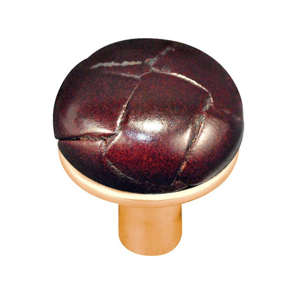 Vicenza K1073-PG-CO Equestre Knob Small in Polished Gold with Cordovan Leather Button