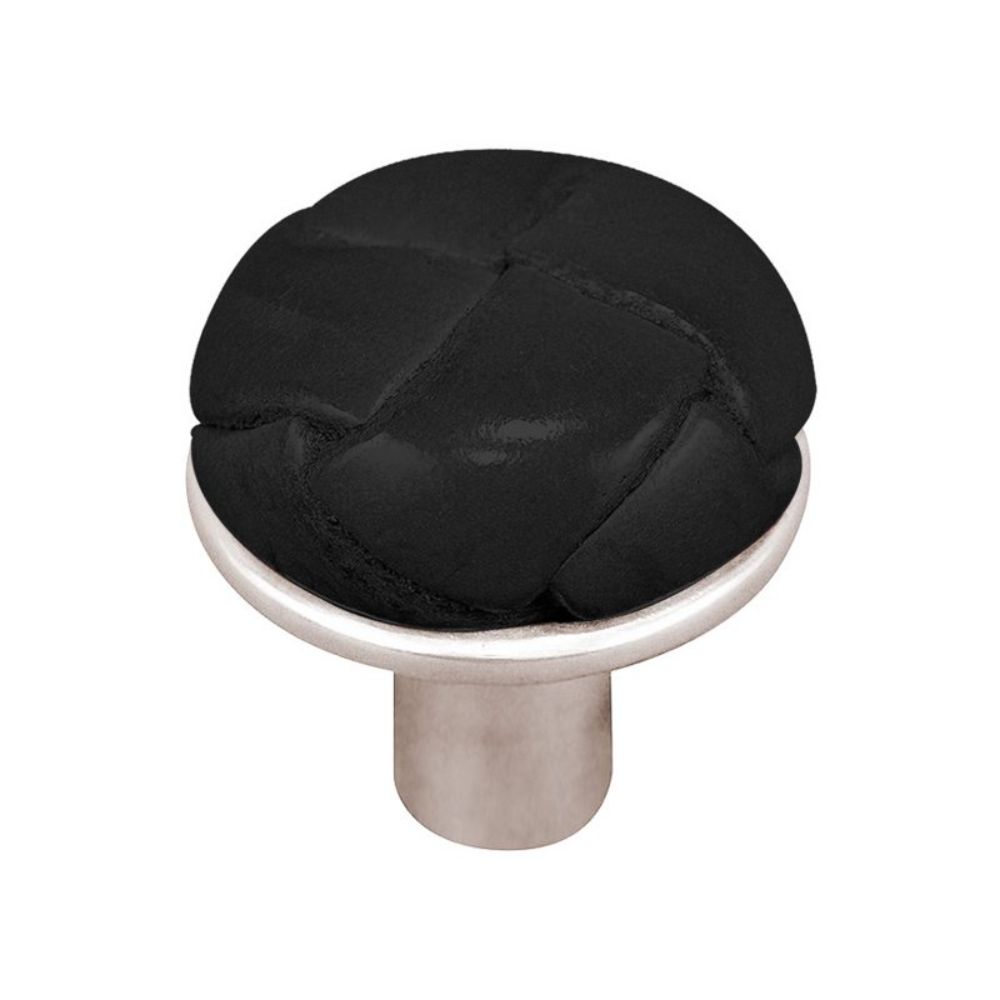 Vicenza K1073-PN-BL Equestre Knob Small in Polished Nickel with Black Leather Button