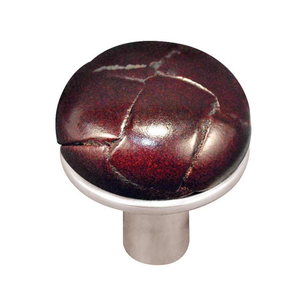 Vicenza K1073-PN-CO Equestre Knob Small in Polished Nickel with Cordovan Leather Button