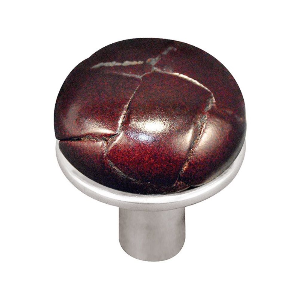 Vicenza K1073-PS-CO Equestre Knob Small in Polished Silver with Cordovan Leather Button
