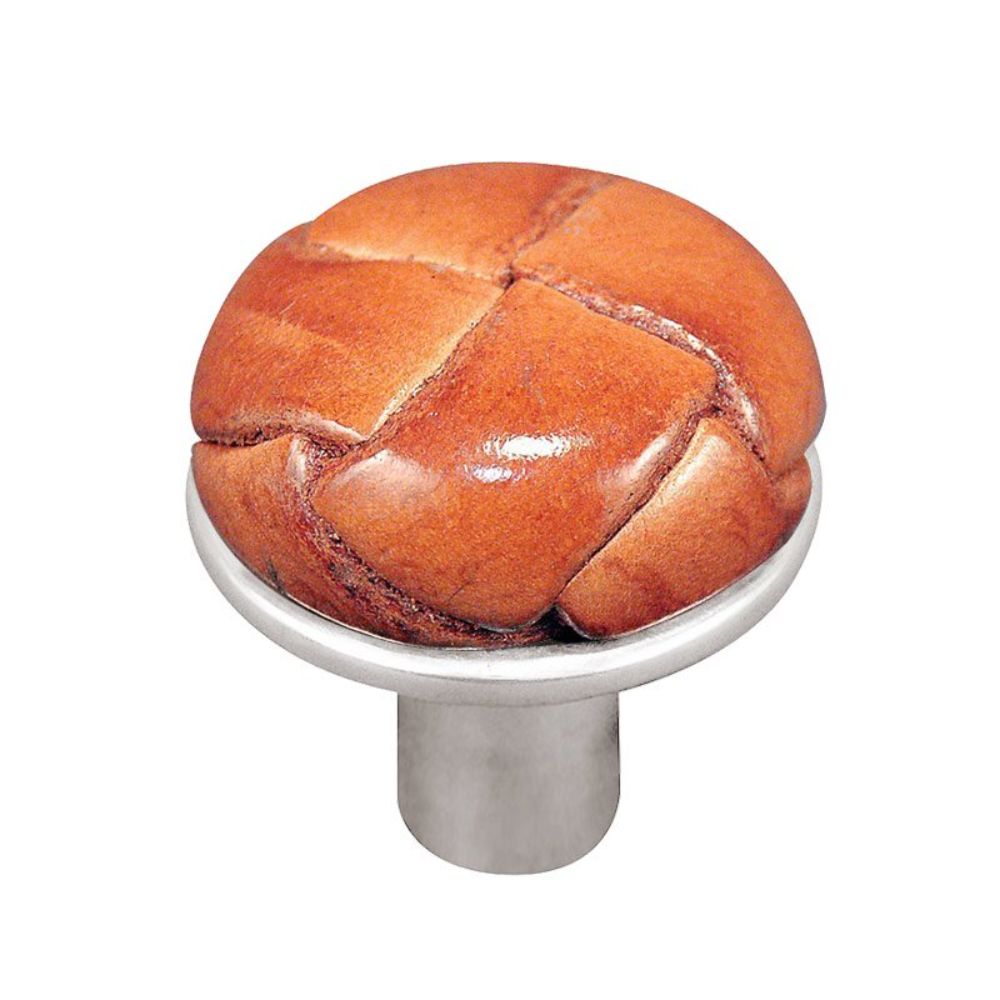 Vicenza K1073-PS-SA Equestre Knob Small in Polished Silver with Saddle Leather Button