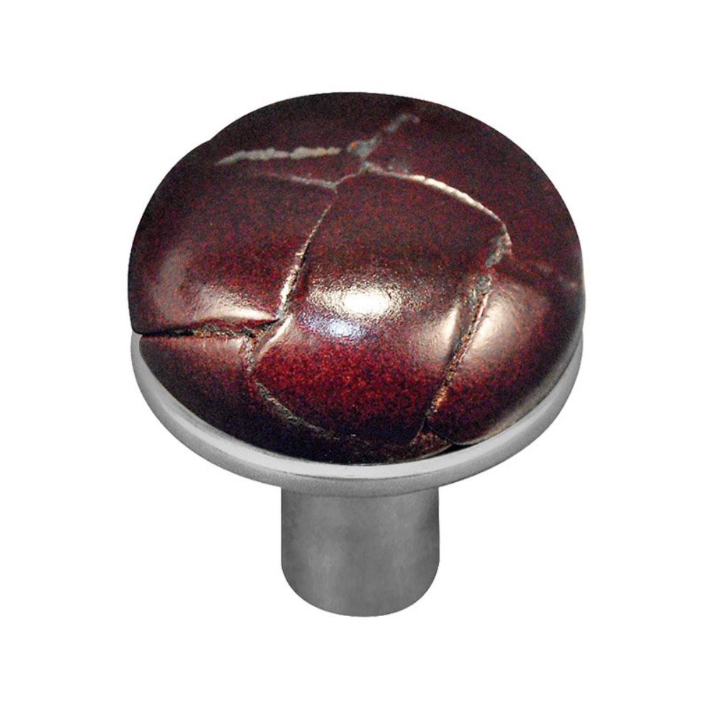Vicenza K1073-SN-CO Equestre Knob Small in Satin Nickel with Cordovan Leather Button