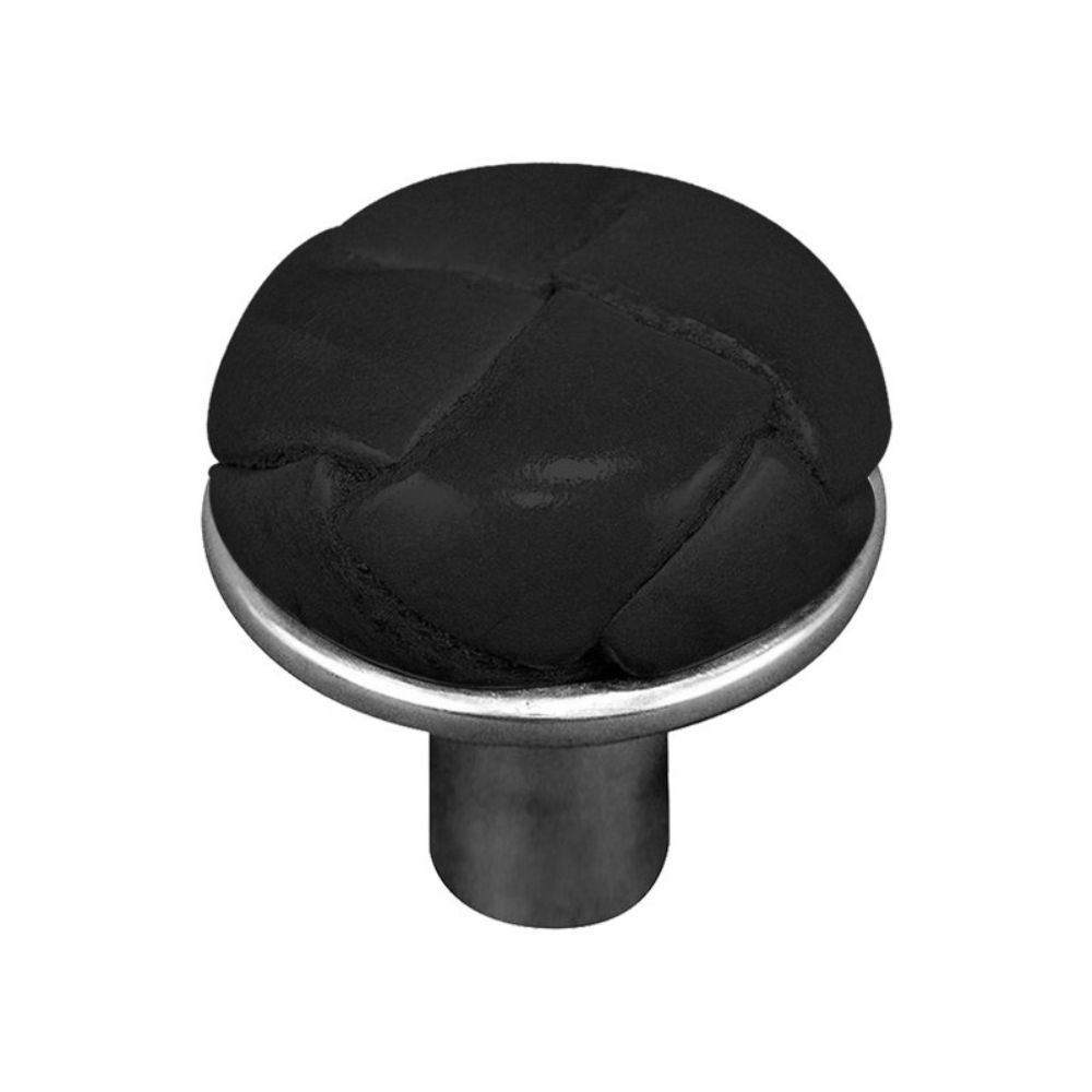 Vicenza K1073-VP-BL Equestre Knob Small in Vintage Pewter with Black Leather Button