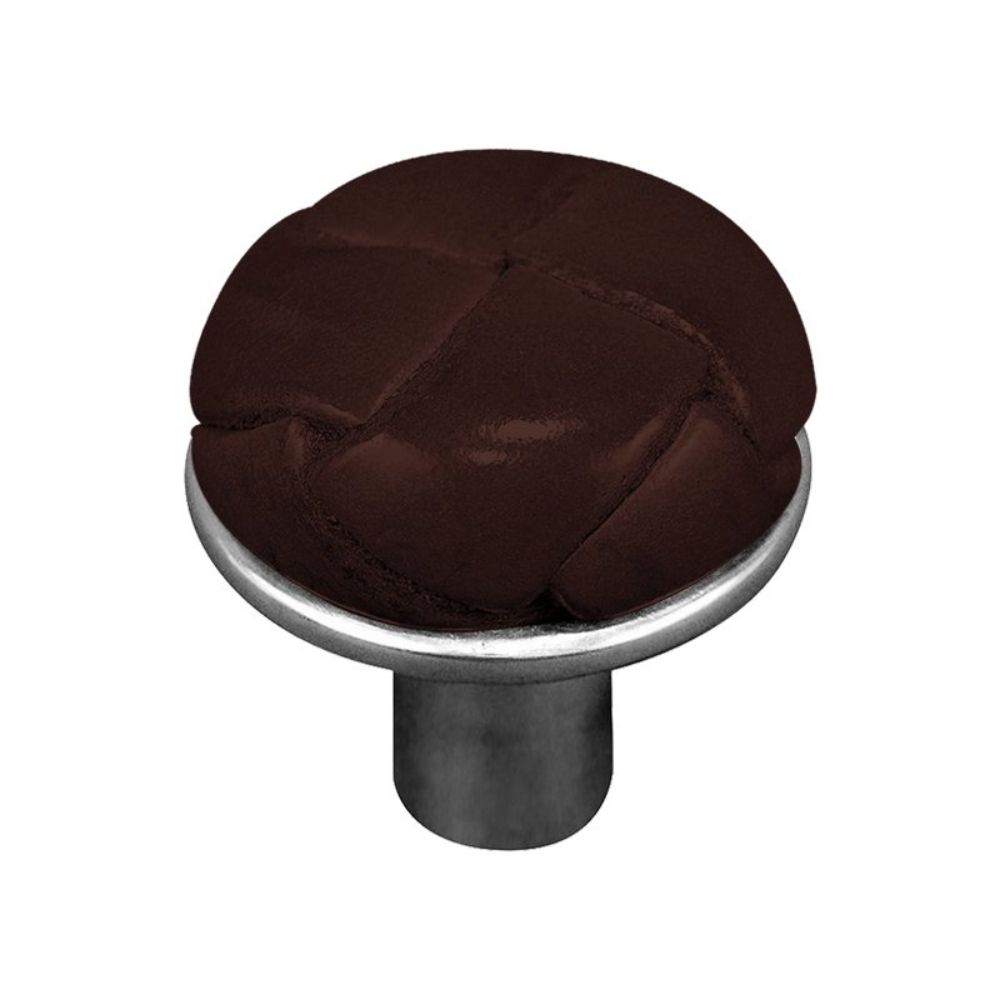 Vicenza K1073-VP-BR Equestre Knob Small in Vintage Pewter with Brown Leather Button