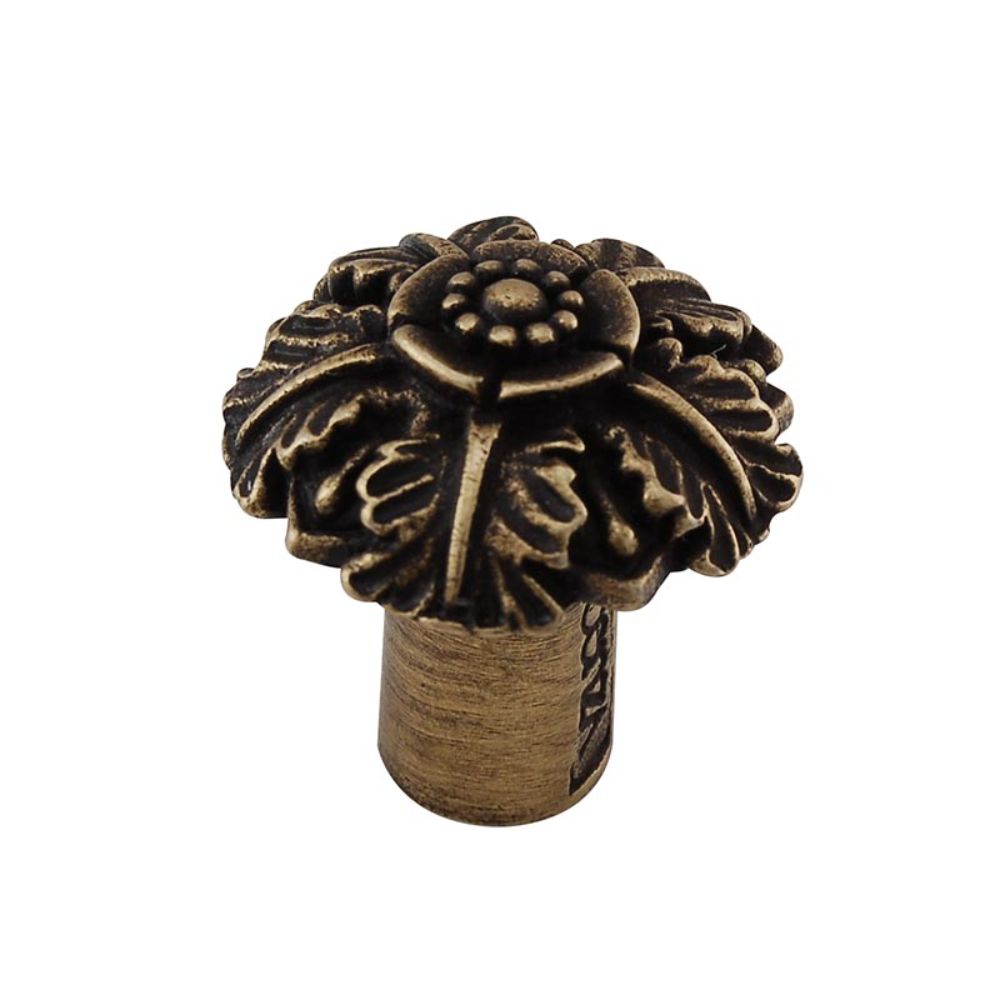 Vicenza K1098-AB Carlotta Knob Small Passionflower in Antique Brass