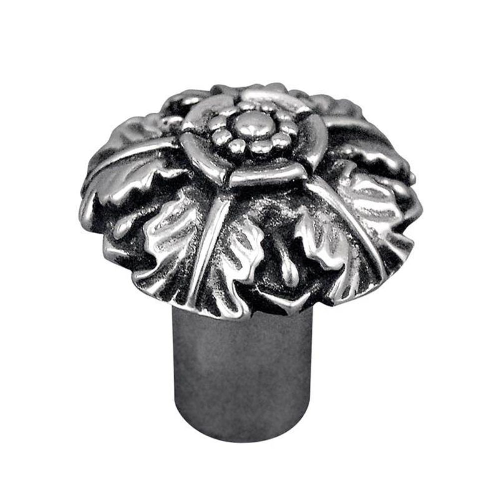 Vicenza K1098-AS Carlotta Knob Small Passionflower in Antique Silver