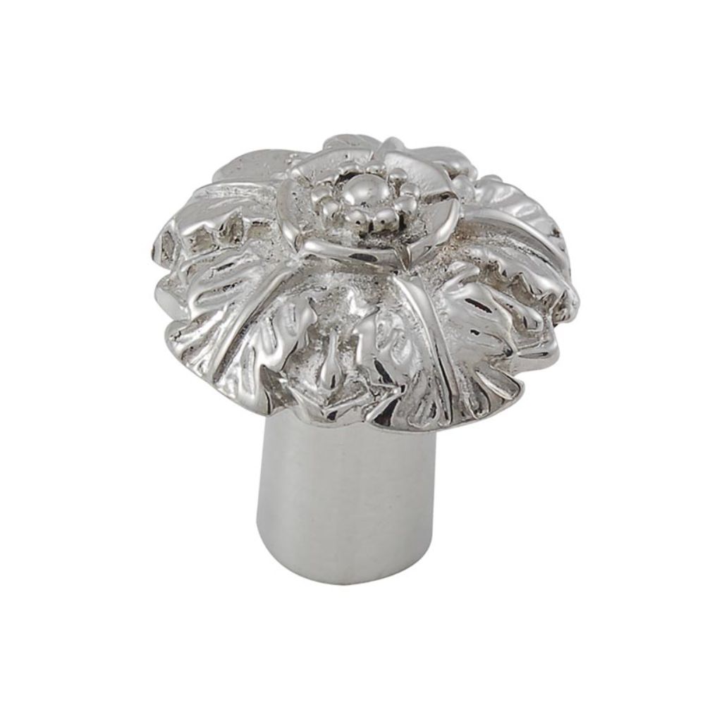 Vicenza K1098-PS Carlotta Knob Small Passionflower in Polished Silver