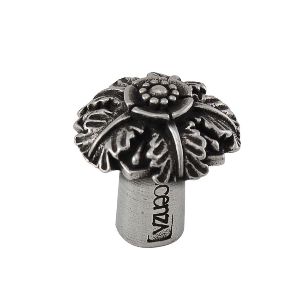 Vicenza K1098-VP Carlotta Knob Small Passionflower in Vintage Pewter