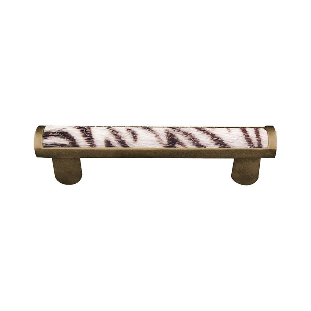 Vicenza K1109-AB-ZE Equestre Pull in Antique Brass with Zebra Leather and Fur Insert