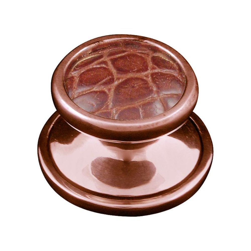 Vicenza K1110-AC-BP Equestre Knob Large in Antique Copper with Pebble Leather Insert