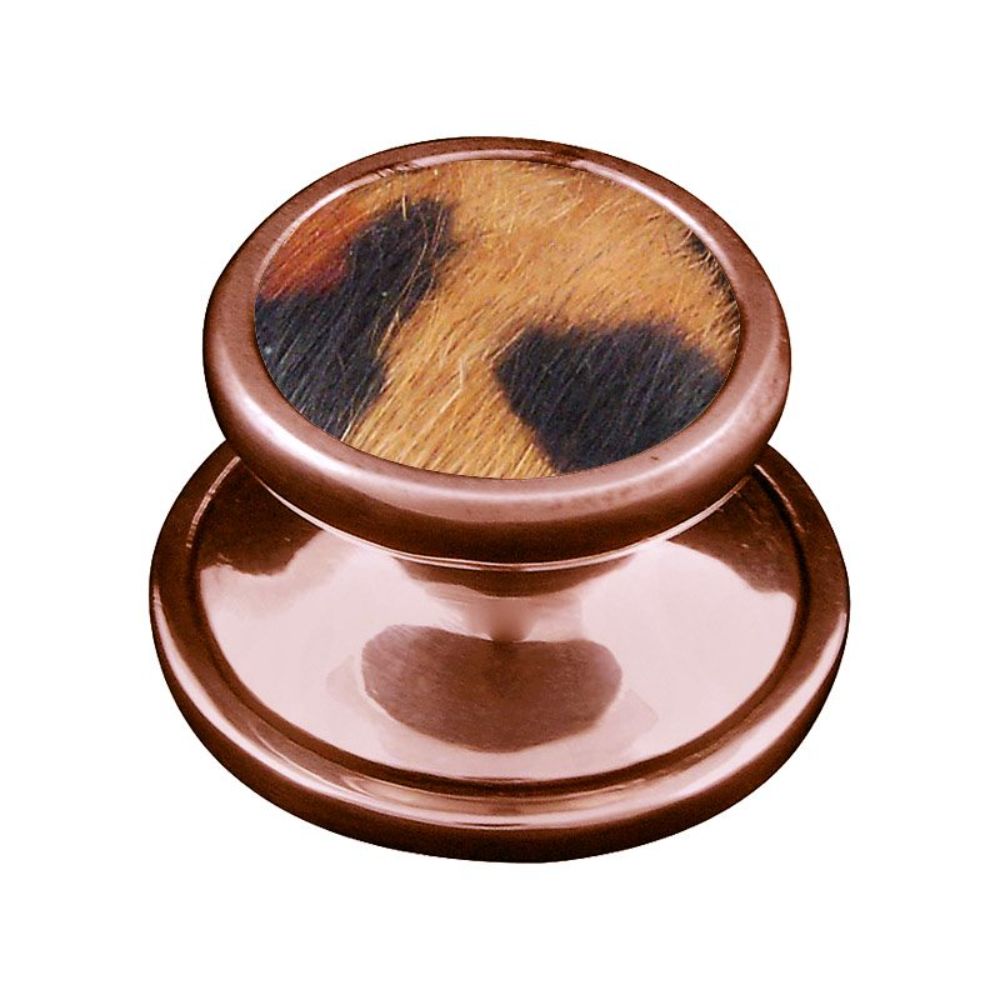 Vicenza K1110-AC-JA Equestre Knob Large in Antique Copper with Jaguar Leather and Fur Insert