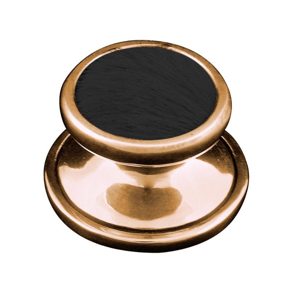 Vicenza K1110-AG-BF Equestre Knob Large in Antique Gold with Black Leather and Fur Insert