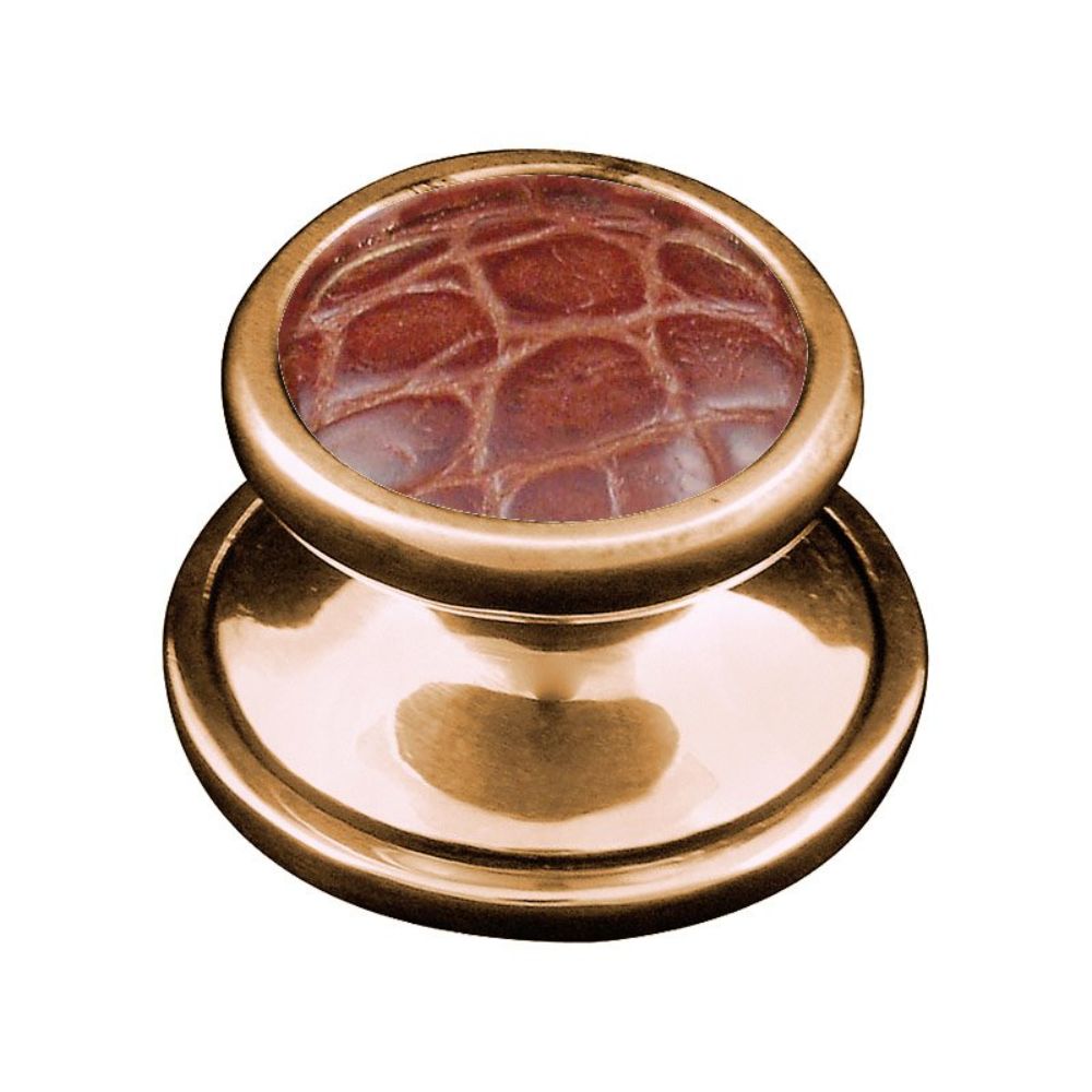 Vicenza K1110-AG-BP Equestre Knob Large in Antique Gold with Pebble Leather Insert