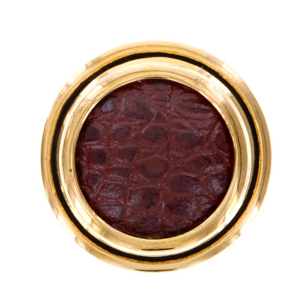 Vicenza K1110-AG-BR Equestre Knob Large in Antique Gold with Brown Leather Insert
