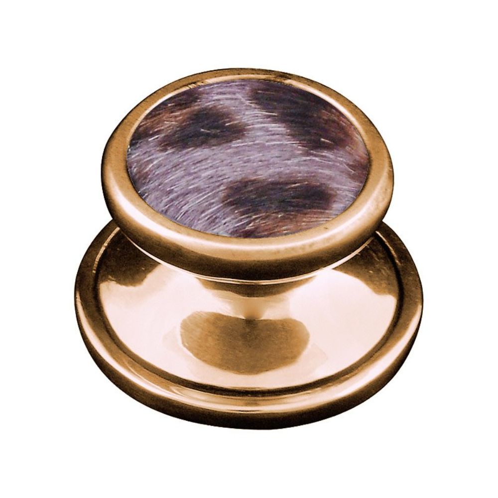 Vicenza K1110-AG-GR Equestre Knob Large in Antique Gold with Gray Leather and Fur Insert