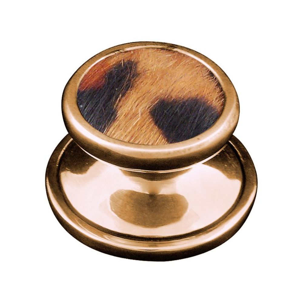 Vicenza K1110-AG-JA Equestre Knob Large in Antique Gold with Jaguar Leather and Fur Insert