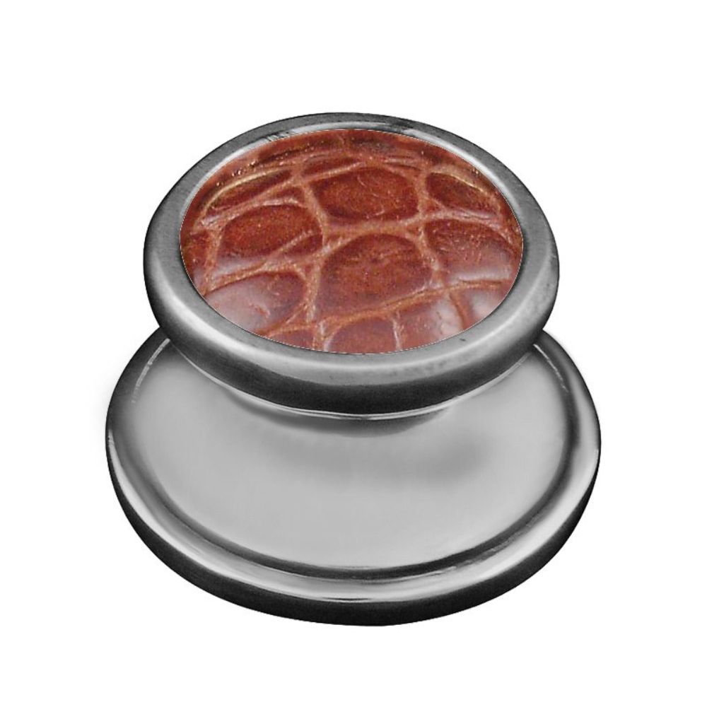 Vicenza K1110-AN-BP Equestre Knob Large in Antique Nickel with Pebble Leather Insert