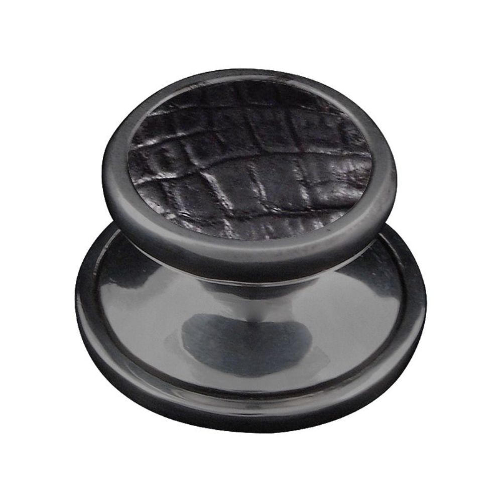 Vicenza K1110-GM-BL Equestre Knob Large in Gunmetal with Black Leather Insert