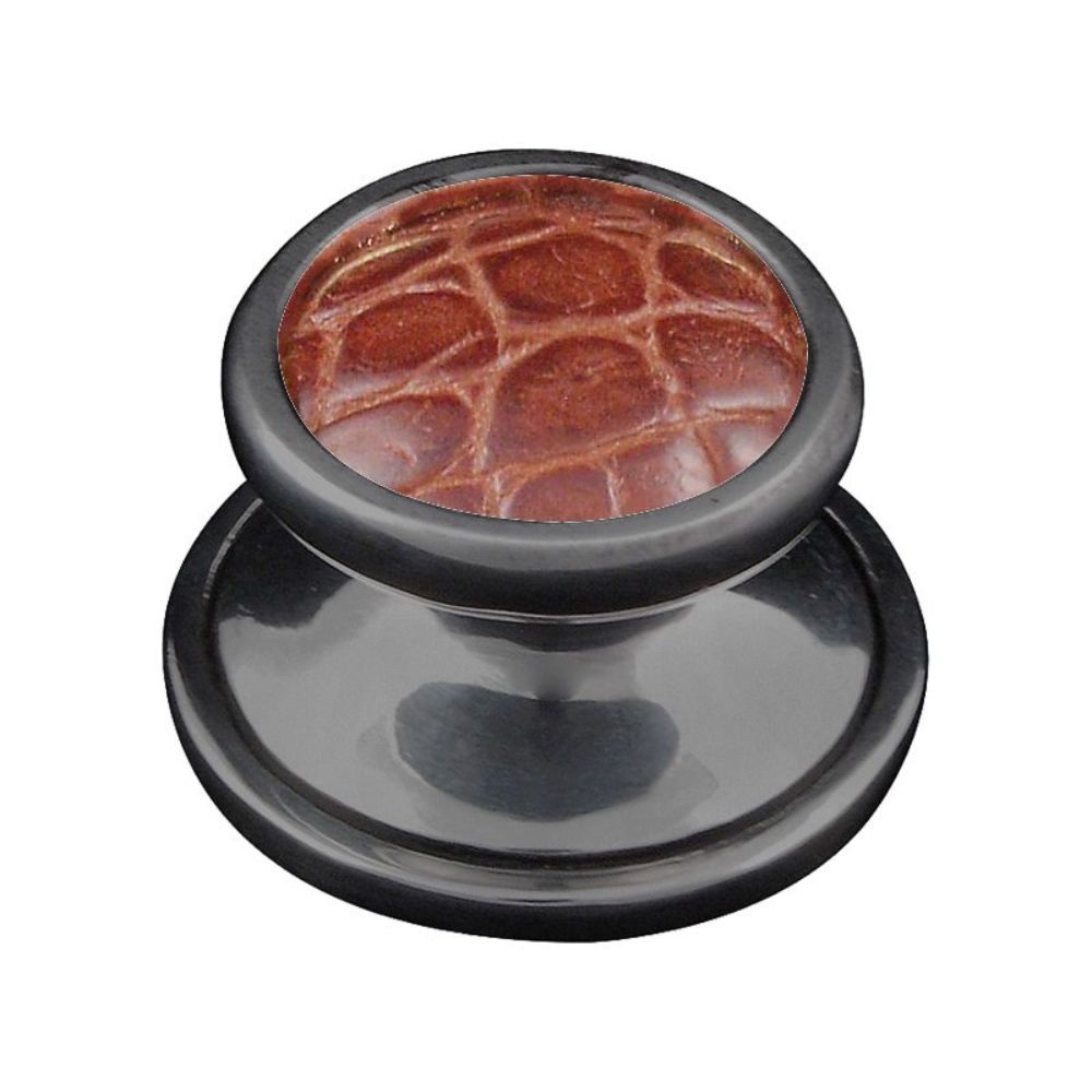 Vicenza K1110-GM-BP Equestre Knob Large in Gunmetal with Pebble Leather Insert