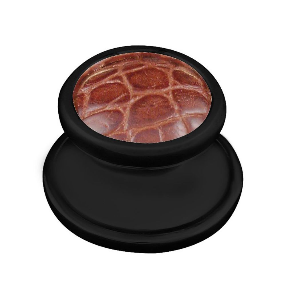 Vicenza K1110-OB-BP Equestre Knob Large in Oil-Rubbed Bronze with Pebble Leather Insert