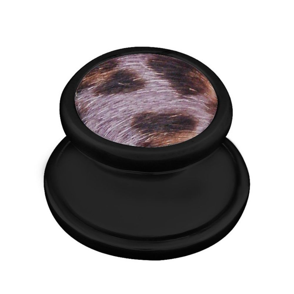 Vicenza K1110-OB-GR Equestre Knob Large in Oil-Rubbed Bronze with Gray Leather and Fur Insert