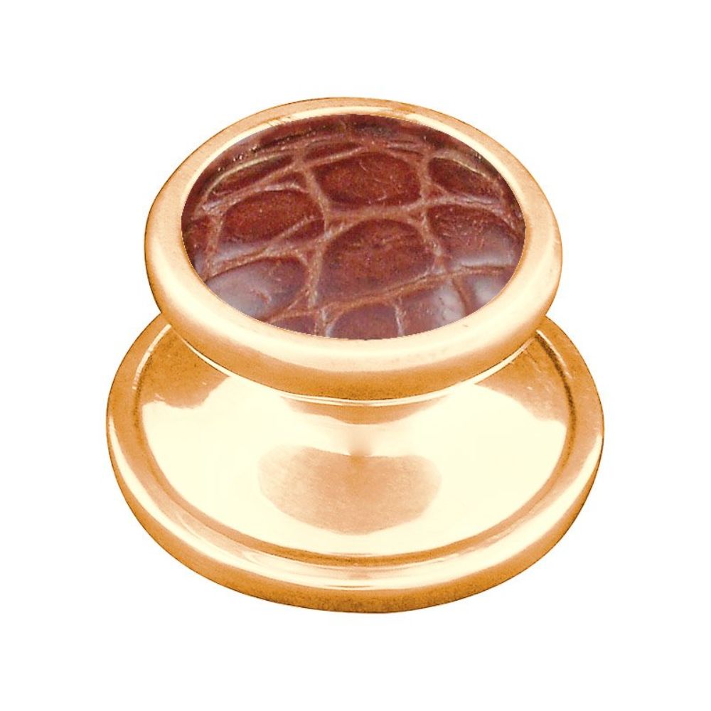 Vicenza K1110-PG-BP Equestre Knob Large in Polished Gold with Pebble Leather Insert