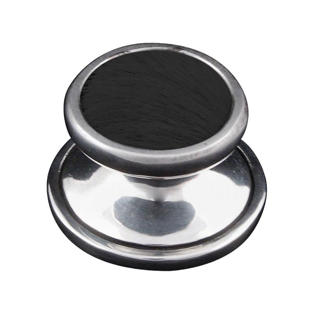 Vicenza K1110-VP-BF Equestre Knob Large in Vintage Pewter with Black Leather and Fur Insert
