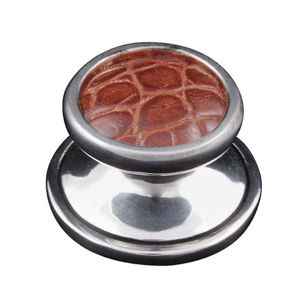 Vicenza K1110-VP-BP Equestre Knob Large in Vintage Pewter with Pebble Leather Insert