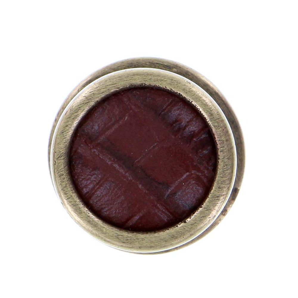 Vicenza K1111-AB-BR Equestre Knob Small in Antique Brass with Brown Leather Insert