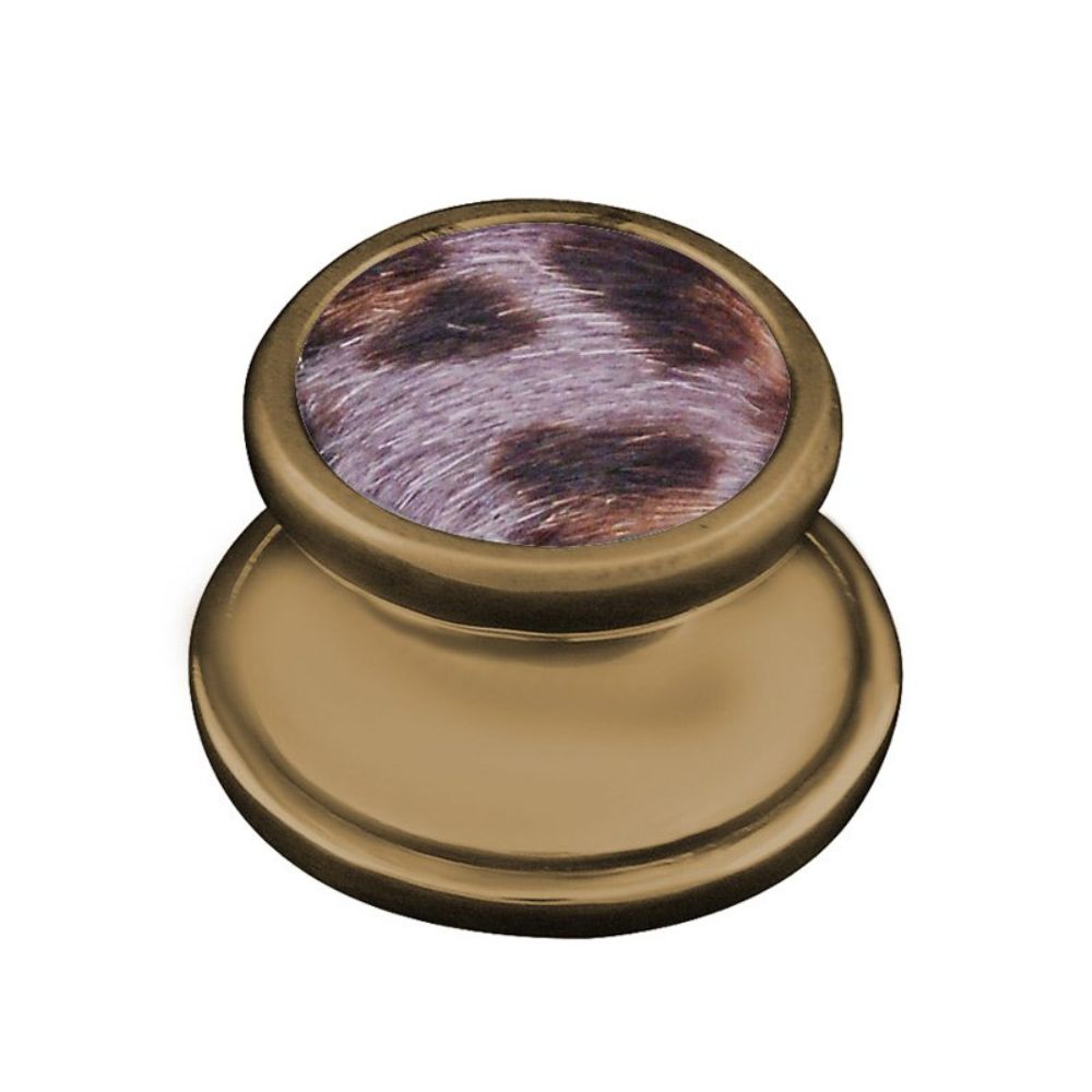 Vicenza K1111-AB-GR Equestre Knob Small in Antique Brass with Gray Leather and Fur Insert