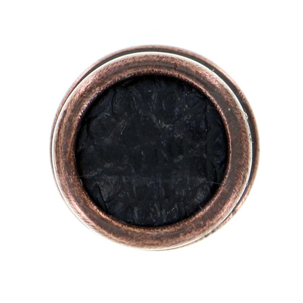 Vicenza K1111-AC-BL Equestre Knob Small in Antique Copper with Black Leather Insert