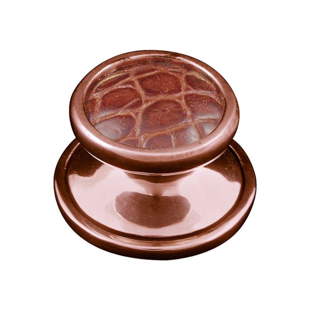 Vicenza K1111-AC-BP Equestre Knob Small in Antique Copper with Pebble Leather Insert