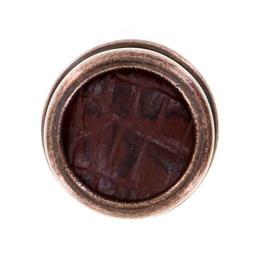 Vicenza K1111-AC-BR Equestre Knob Small in Antique Copper with Brown Leather Insert