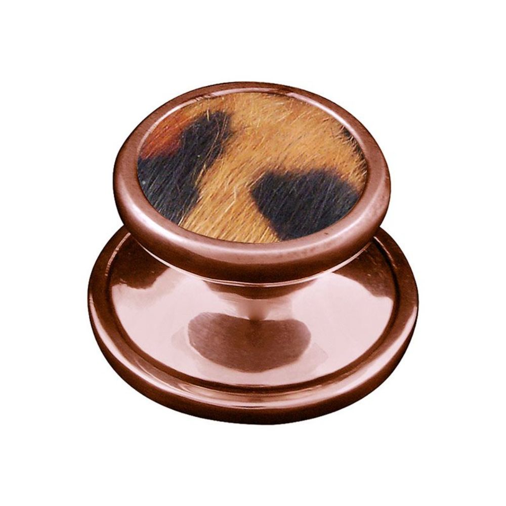 Vicenza K1111-AC-JA Equestre Knob Small in Antique Copper with Jaguar Leather and Fur Insert