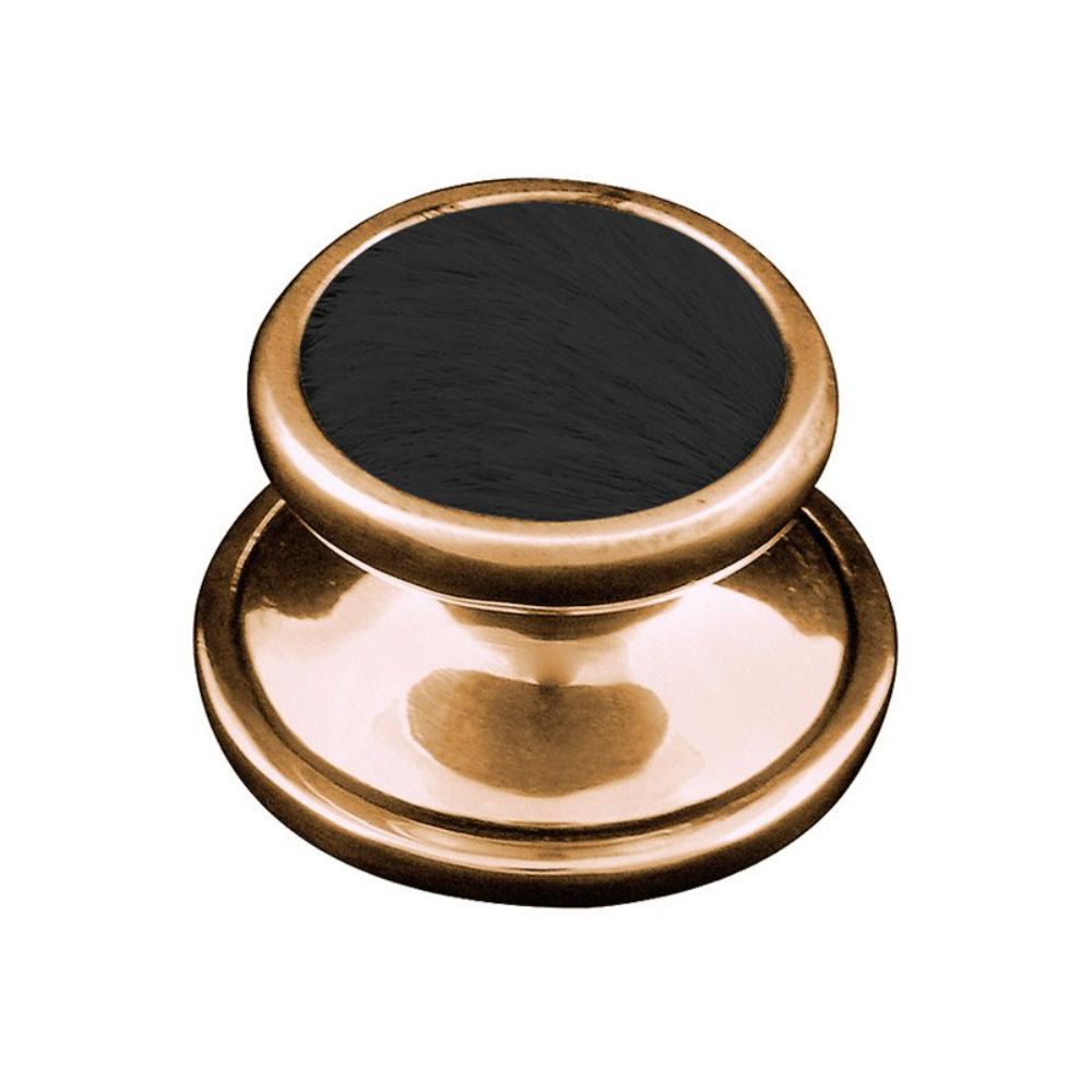 Vicenza K1111-AG-BF Equestre Knob Small in Antique Gold with Black Leather and Fur Insert