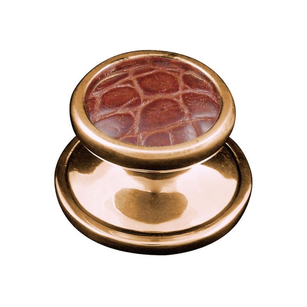 Vicenza K1111-AG-BP Equestre Knob Small in Antique Gold with Pebble Leather Insert
