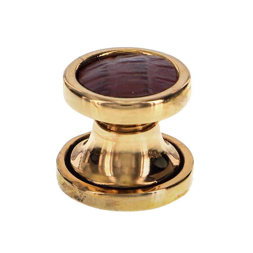 Vicenza K1111-AG-BR Equestre Knob Small in Antique Gold with Brown Leather Insert